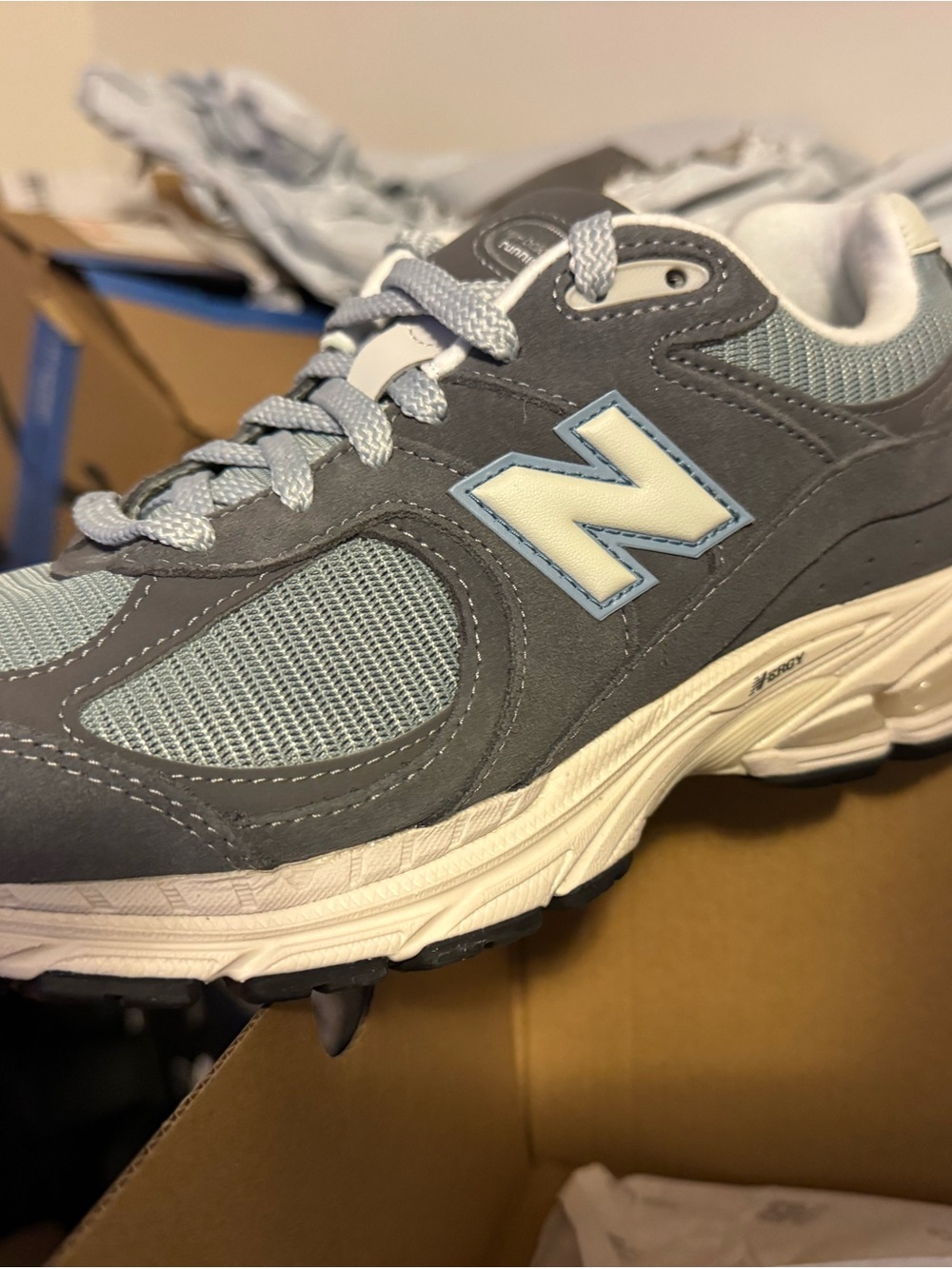 New Balance Gray & Light Blue Sneakers